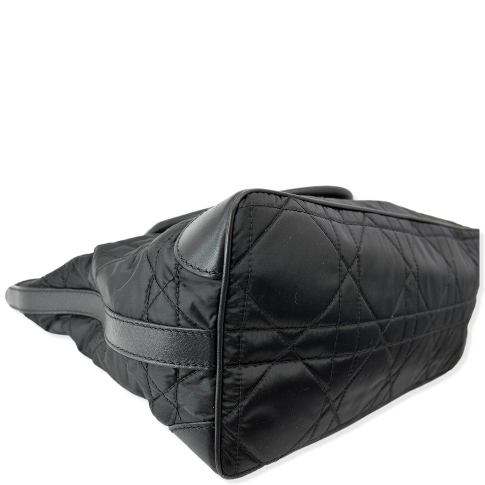 Christian Dior Quilted Satin Tote Bag Black