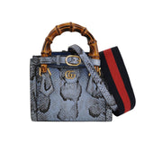 Gucci Diana Mini Blue Snake-skin Leather Bag Bamboo Handle with Strap