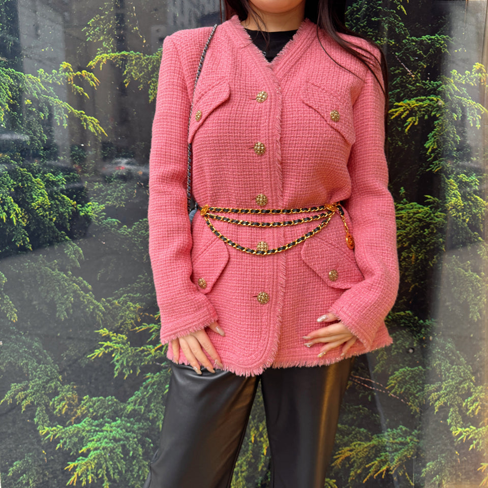 Chanel Pink Tweed Jacket 20 FW