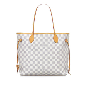 White Louis Vuitton Damier Azur Neverfull MM Tote Bag
