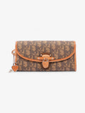 Christian Dior Romantique Continental Wallet Brown Oblique Coated Canvas