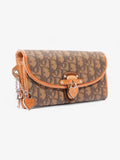 Christian Dior Romantique Continental Wallet Brown Oblique Coated Canvas