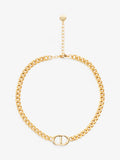 Christian Dior Classic CD Necklace Gold Base Metal 45cm