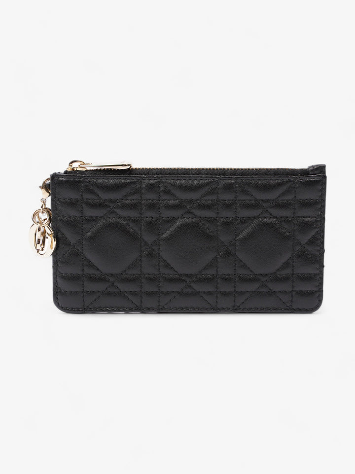 Christian Dior Lady Dior  And Coin Wallet Black Lambskin Leather