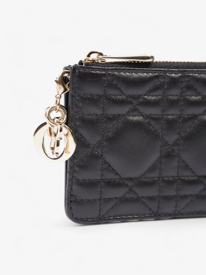 Christian Dior Lady Dior  And Coin Wallet Black Lambskin Leather