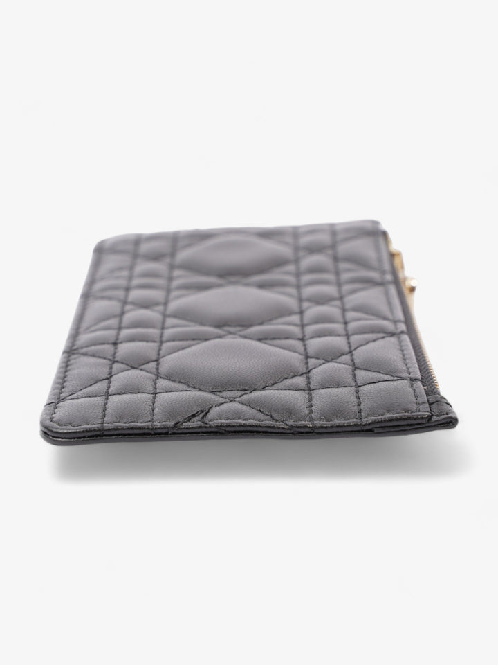 Christian Dior Lady Dior  And Coin Wallet Black Lambskin Leather
