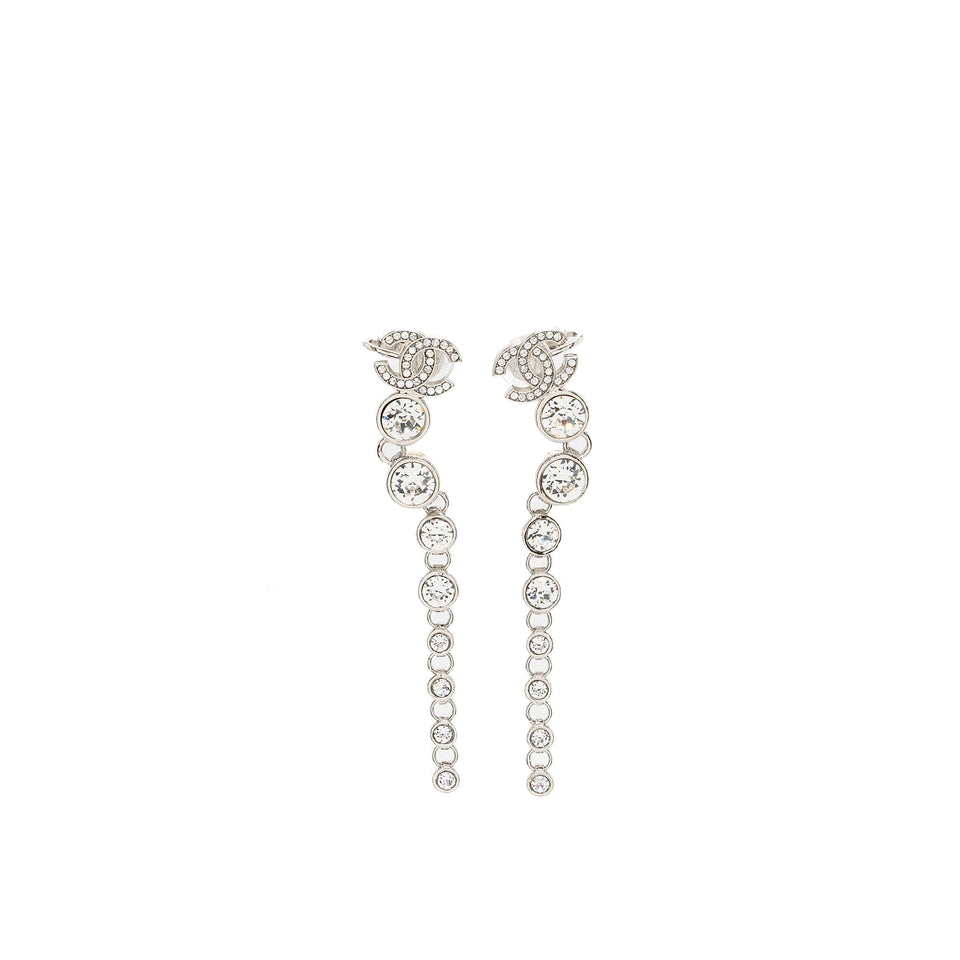 Chanel CC logo Crystal Drop Earrings