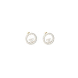 Chanel Round CC Logo Earrings Crystal