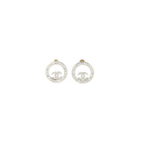 Chanel Round CC Logo Earrings Crystal