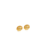 Chanel Shell CC Logo Earrings Crystal Gold Tone