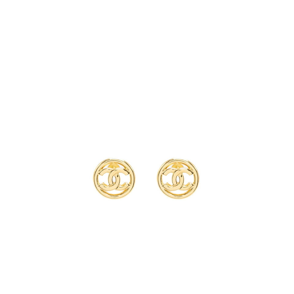 Chanel round and CC logo earrings gold tone