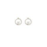 Chanel Round CC Logo Earrings Crystal