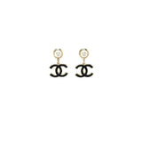 Chanel CC Logo Pearl Drop Earrings Big Model L