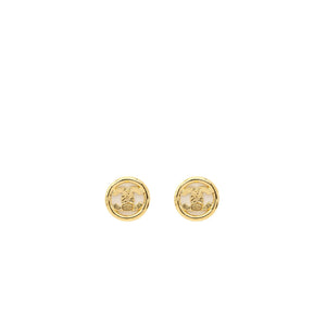 Chanel round and CC logo earrings gold tone
