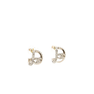 Chanel mini hoop earrings with crystal silver tone