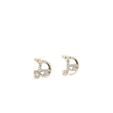 Chanel mini hoop earrings with crystal silver tone