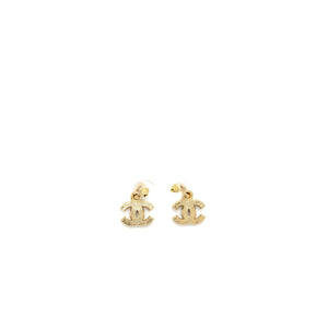 Chanel CC drop earrings dark red/ gold tone