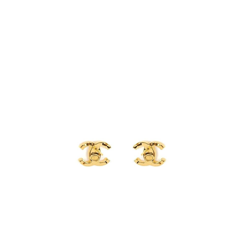 Chanel CC logo with crystal earrings gold tone