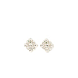 Chanel Quilted Earring Crystal Silver Tone