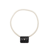 Chanel Maxi Pearl Clutch with Chain Lambskin Black