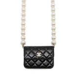 Chanel Maxi Pearl Clutch with Chain Lambskin Black