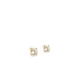 Chanel Square CC Logo Earrings Crystal Light Gold Tone