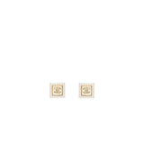 Chanel Square and CC logo earrings white gold tone