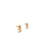Chanel cc logo earrings with pink/crystal Gold tone