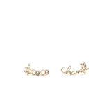 Chanel Coco Chanel letter earrings light gold tone