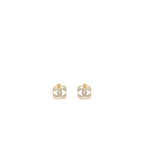 Chanel Square CC Logo Earrings Crystal Light Gold Tone