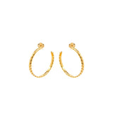 Chanel Coco Crush Hoop Earrings Quilted Motif Beige Gold