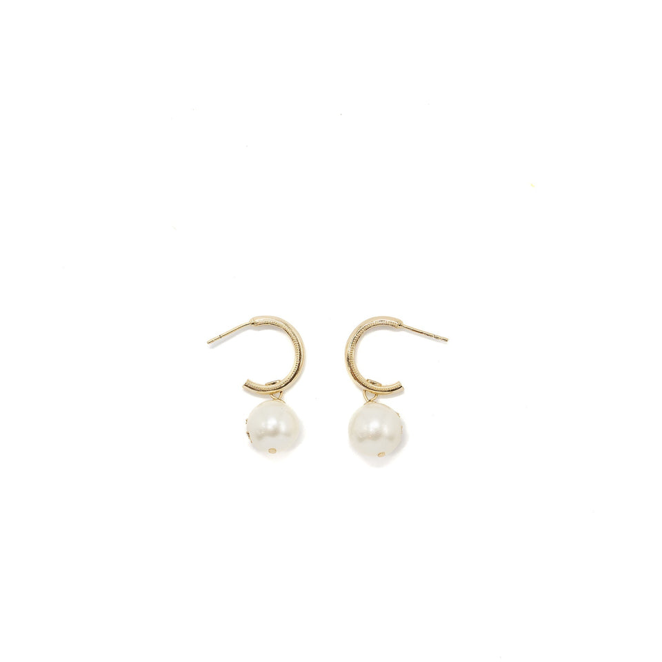 Chanel round dropped earrings crystal/ pearl light gold tone