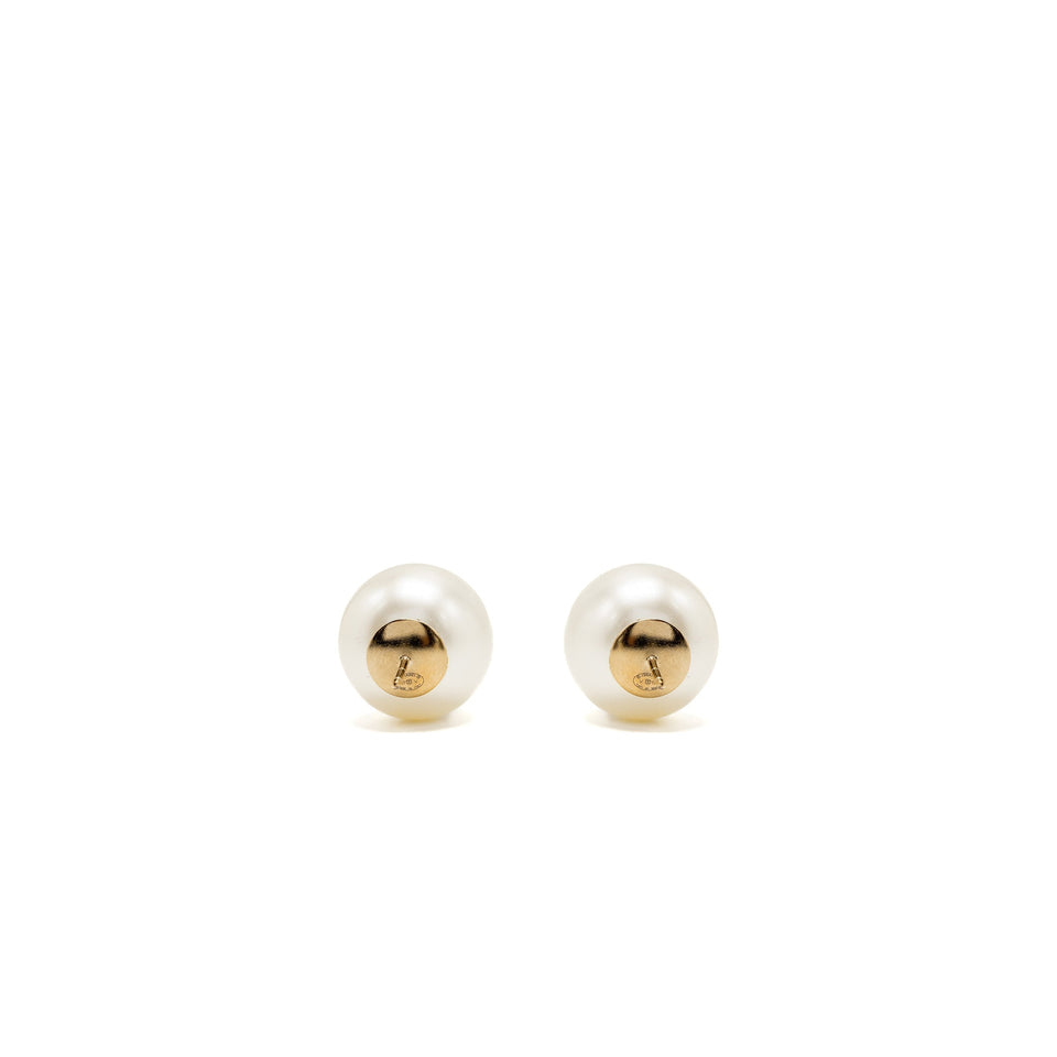 Chanel Giant Pearl Earrings Gold Tone