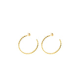 Chanel Coco Crush Hoop Earrings Quilted Motif Beige Gold