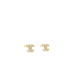 Chanel CC Logo Earrings Pearl/Crystal Light Gold Tone