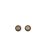 Chanel Round CC Logo Earrings Crystal/ Leather L