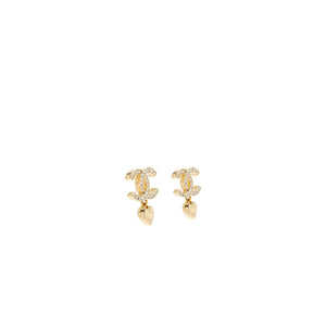 Chanel CC Logo Heart Earrings Crystal