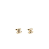 Chanel Classic CC Logo Earring Light Gold Tone