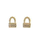 Chanel Flap Bag Dropped Earrings With Pearl Light Gold Tone