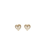 Chanel Heart and CC Logo Earrings Light Gold Tone