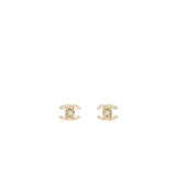 Chanel Classic CC Logo Earring Light Gold Tone