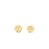 Chanel Shell CC Logo Earrings Crystal Gold Tone