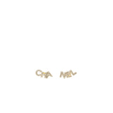 Chanel Crystal Letter Logo Earring Light Gold Tone