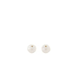 Chanel round cc Logo earrings white light gold tone