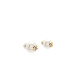 Chanel giant pearl earrings gold tone