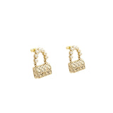 Chanel Flap Bag Dropped Earrings With Pearl Light Gold Tone