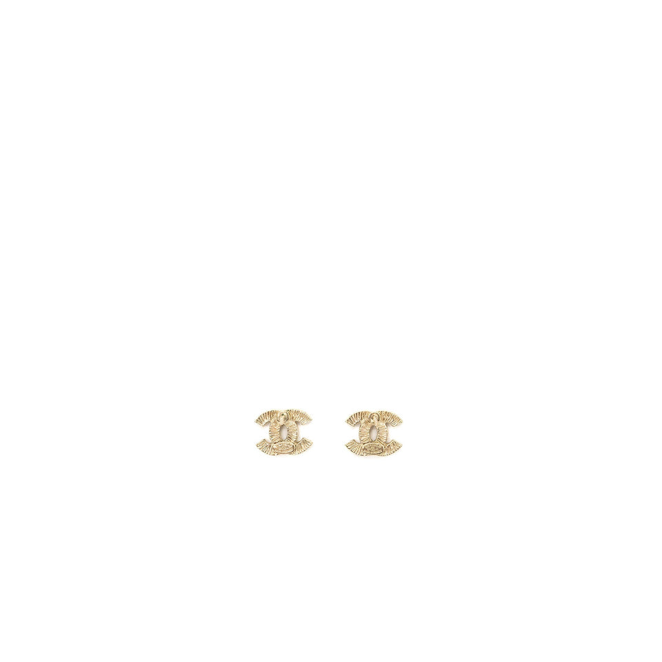 Chanel small model cc logo crystal earrings light gold tone