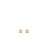 Chanel small model cc logo crystal earrings light gold tone