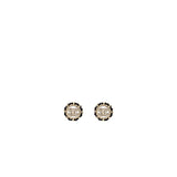 Chanel Round CC Logo Earrings Crystal/ Leather L