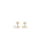 Chanel Letter/CC Logo Earrings Crystal/Pearl Light Gold Tone